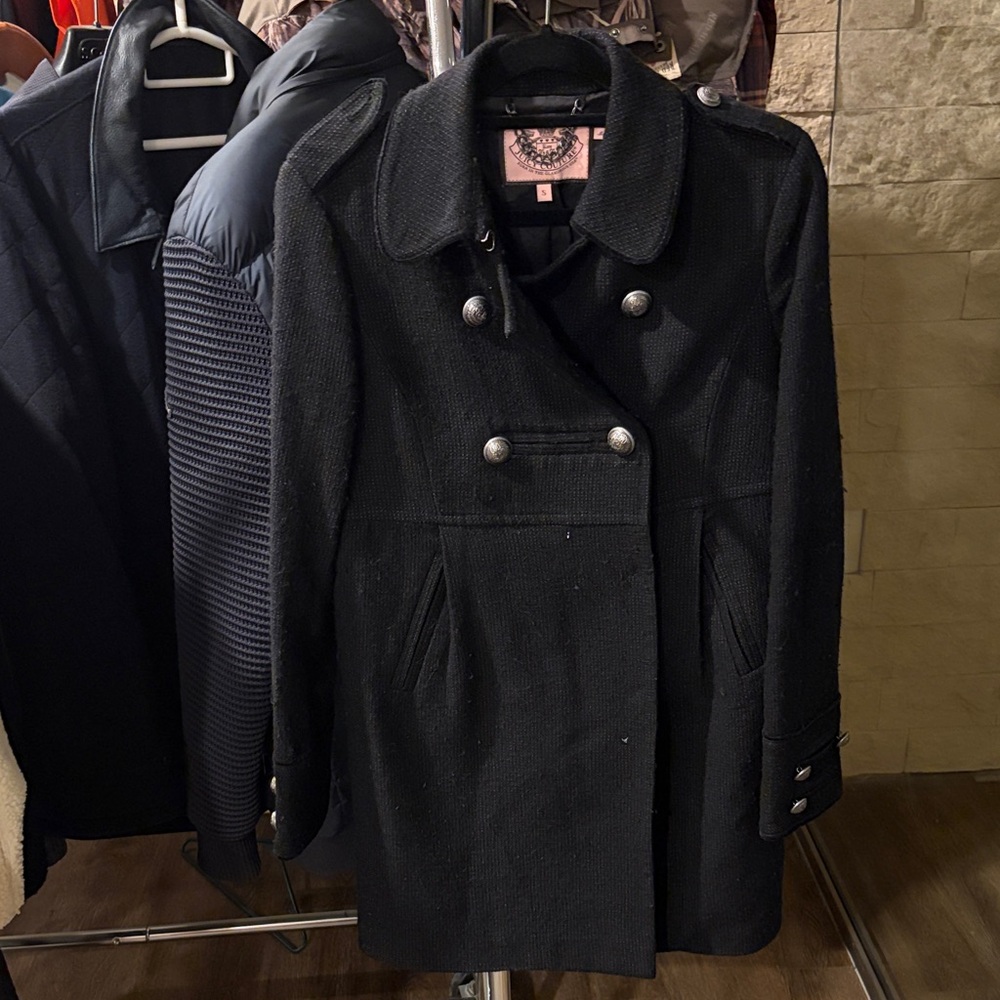 Juicy Couture Black Double-Breasted Pea Coat - Picture 3 of 5